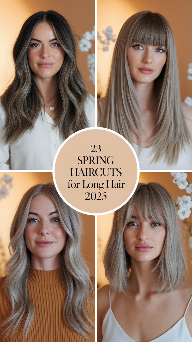 23 Ideas Trendy Spring Haircuts for Long Hair 2025 – Layered, Wavy & Face-Framing Styles