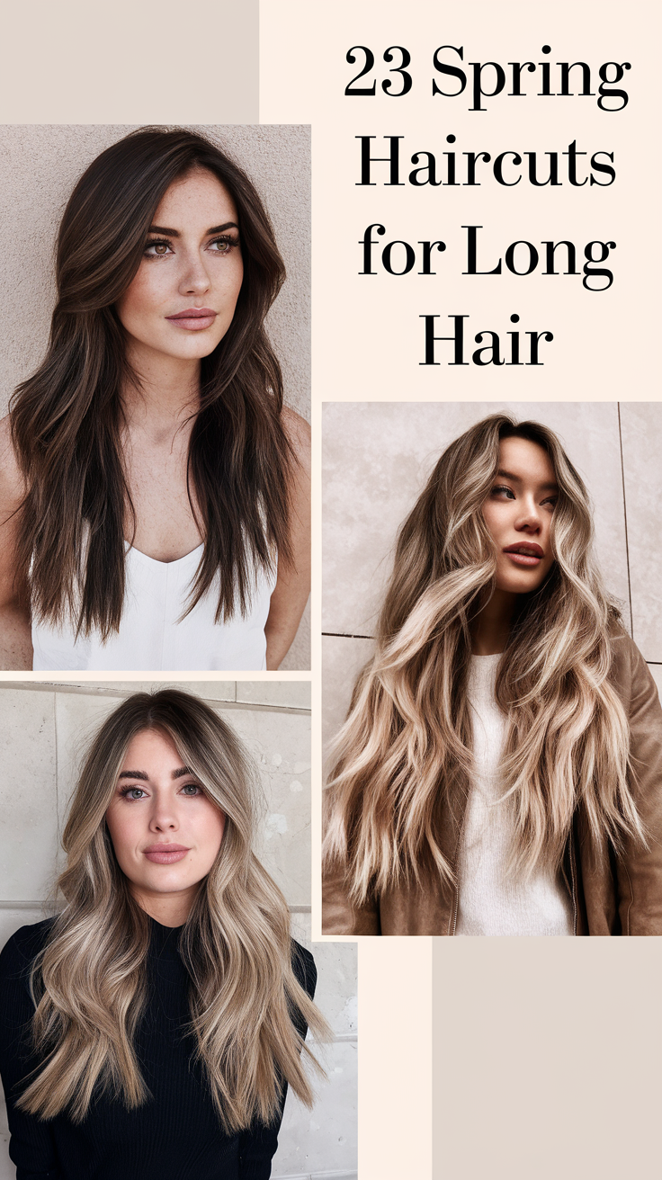 23 Ideas Trendy Spring Haircuts for Long Hair 2025 – Layered, Wavy & Face-Framing Styles