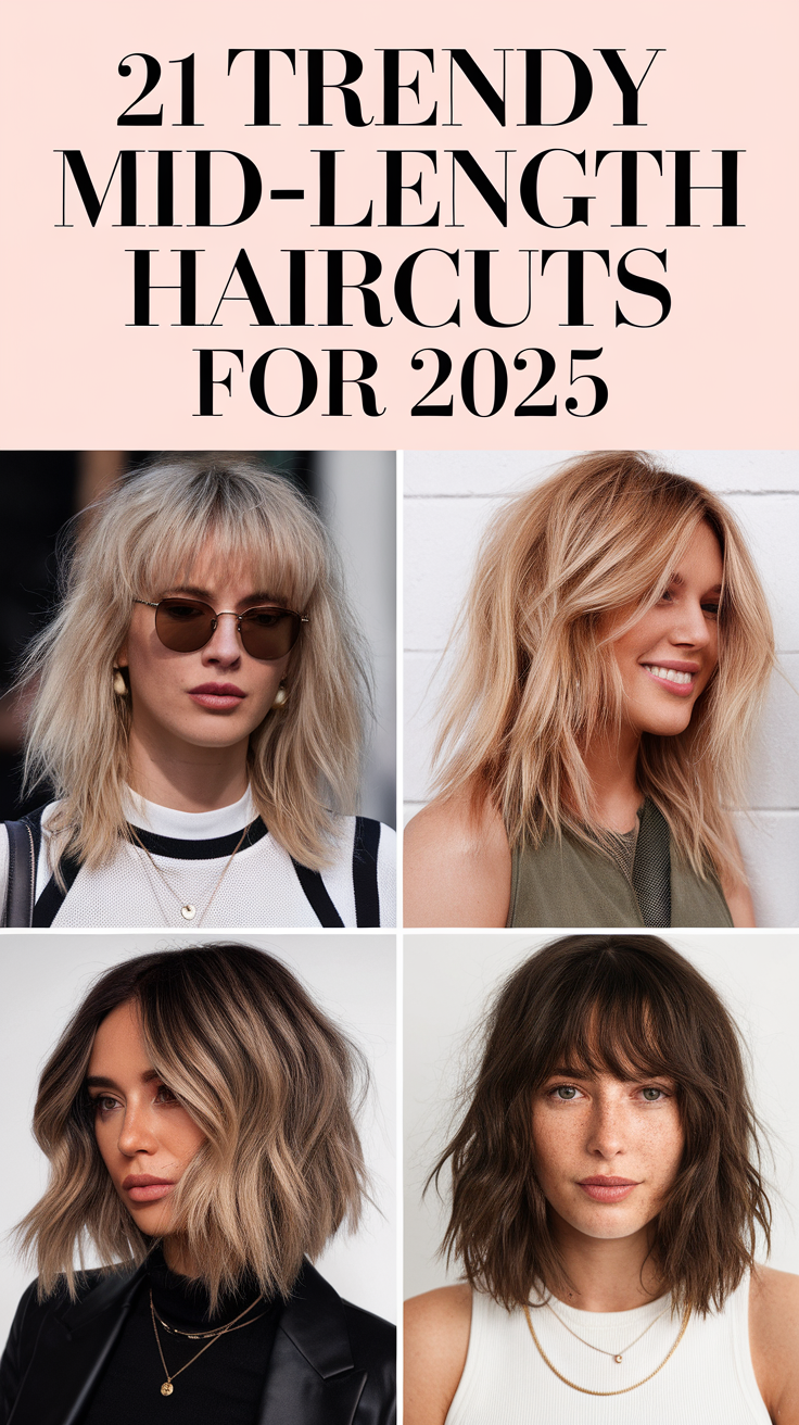 21 Trendy Mid-Length Haircuts for 2025 – Layers, Bangs & Face-Framing Styles
