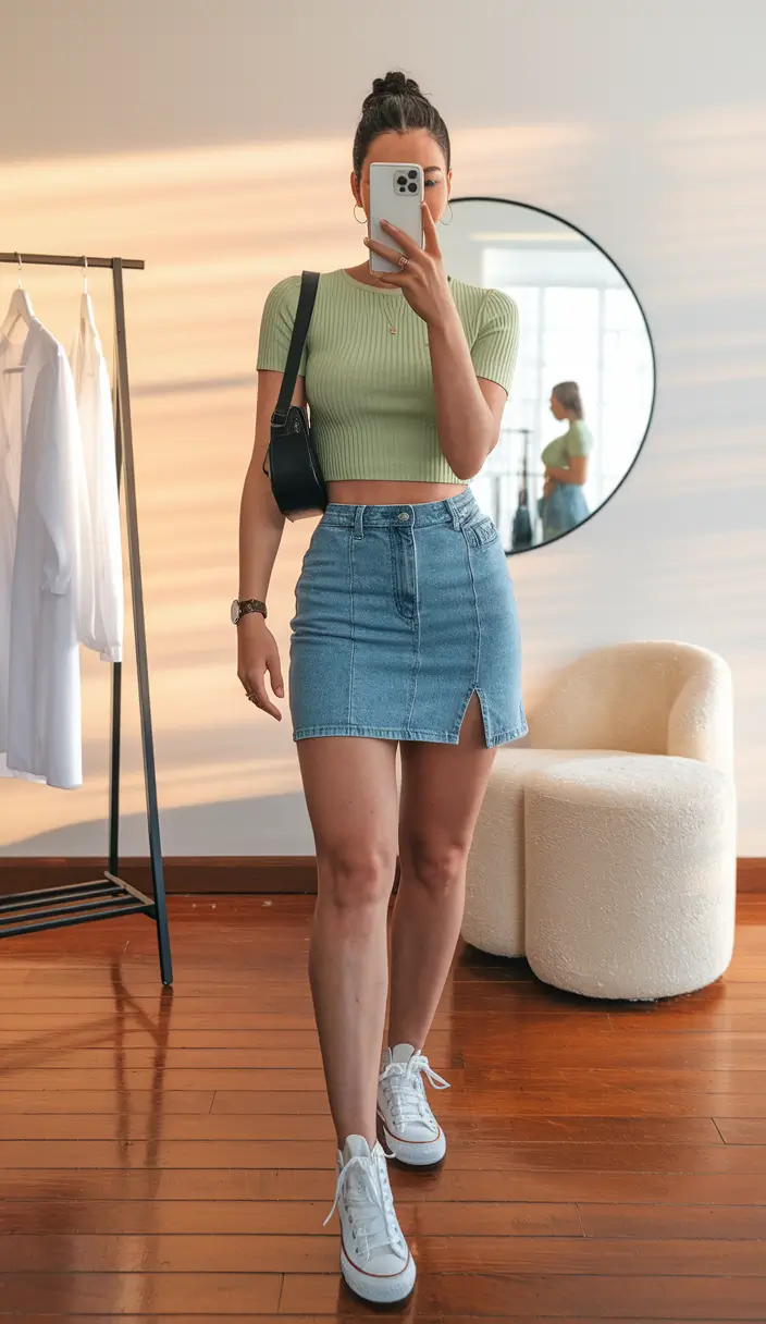 basic outfit ideas summer Weekend Cool in a Mini Skirt