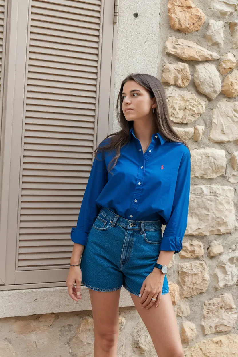 basic outfit ideas summer Button-Up With a Twist