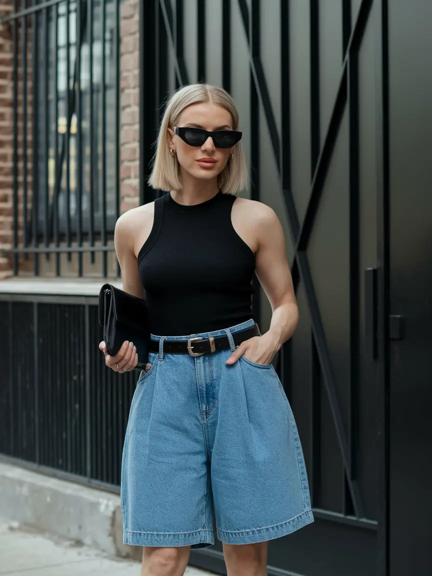 basic outfit ideas summer High-Fashion Downtown Denim