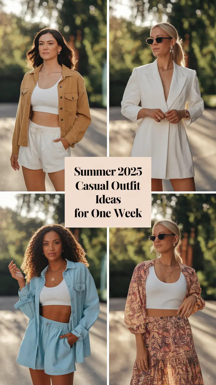 7 Summer 2025 Casual Outfit Ideas for One Week: From Beach Days to Movie Dates