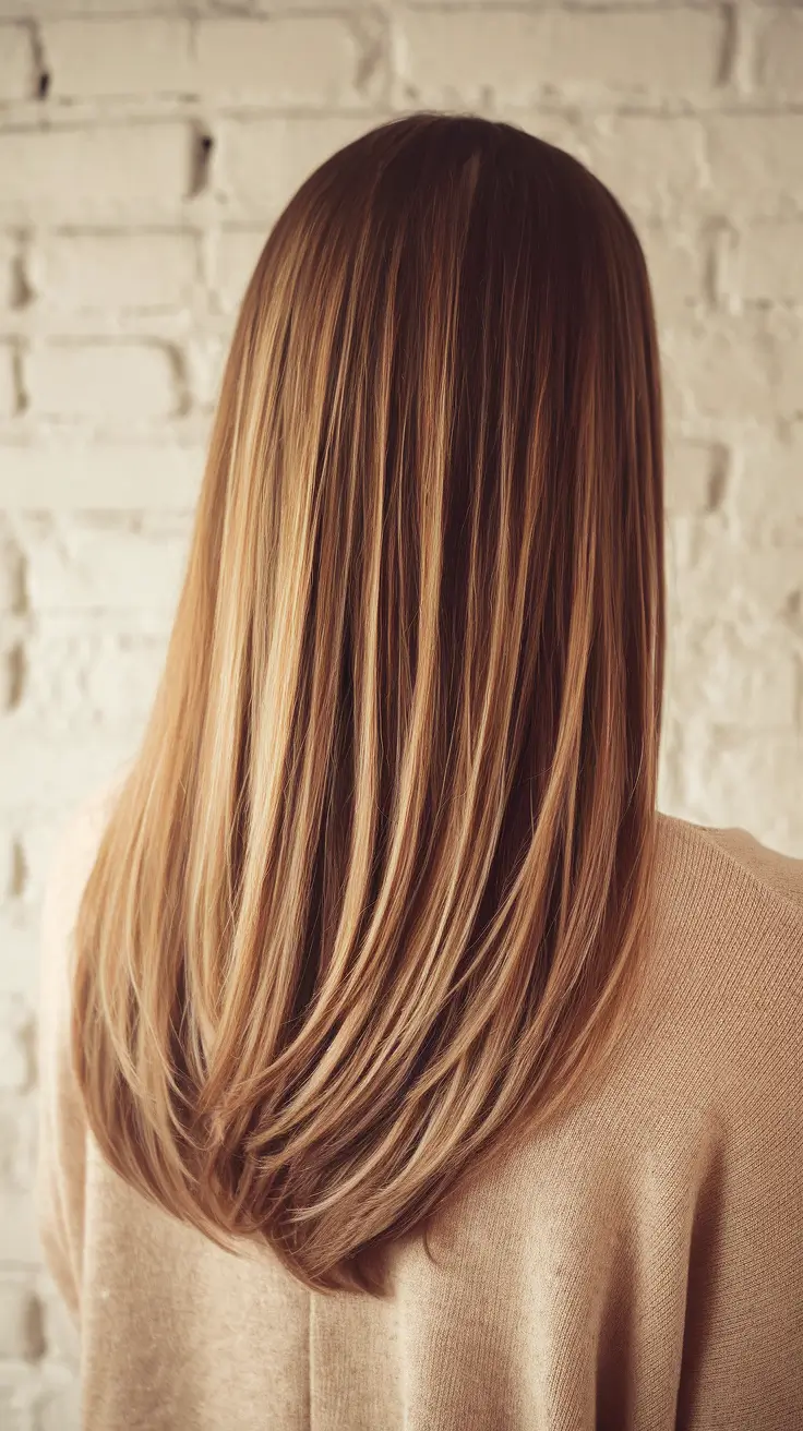 summer brunette hair colors ideas 2025 soft elegant shades Classic Straight Brunette with Subtle Highlights