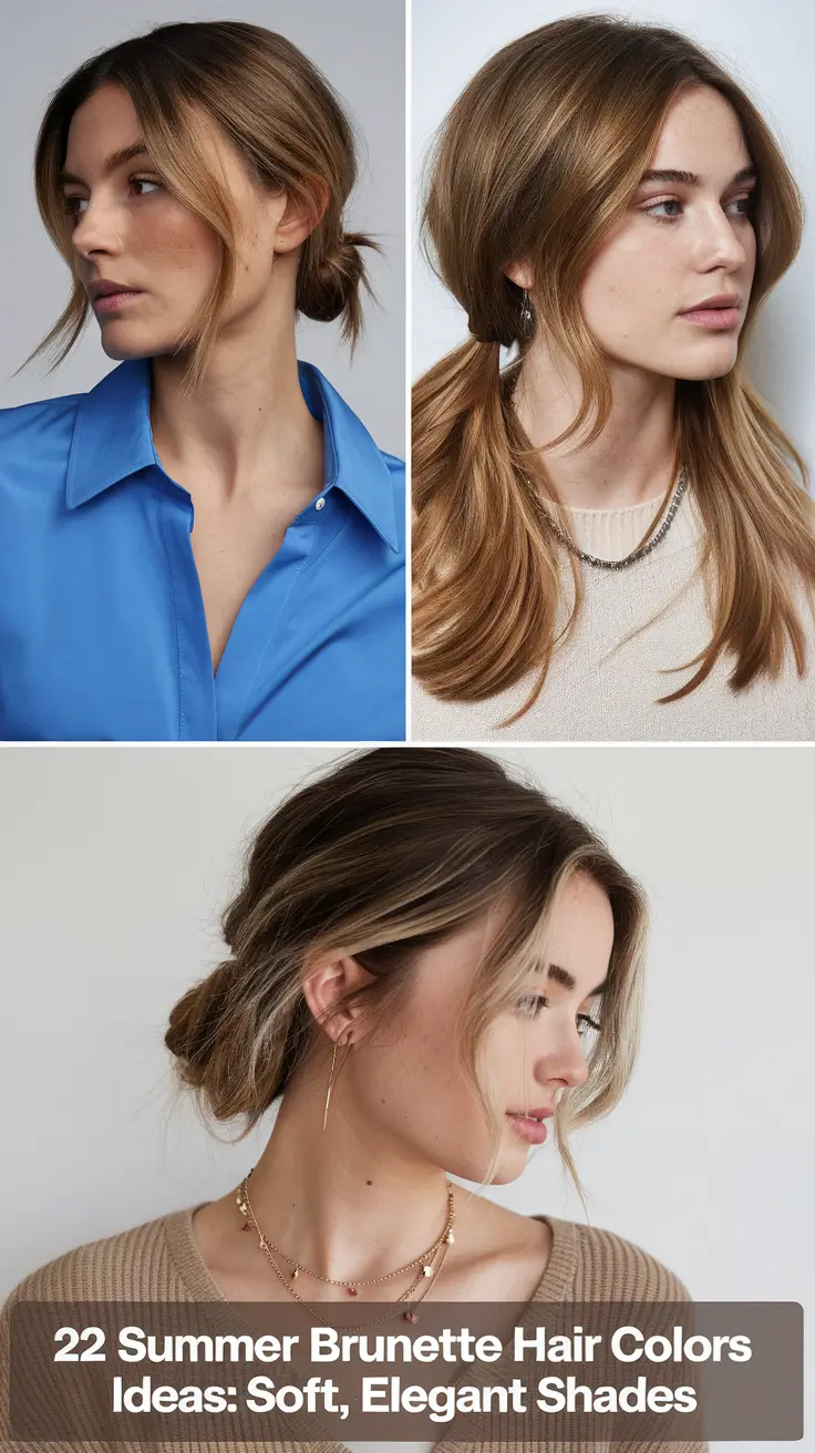 Summer Brunette Hair Colors Ideas 2025: Balayage Highlights Blonde Inspiration