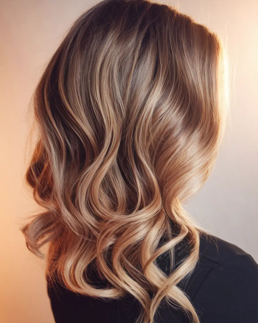summer hair color ideas for brunettes 2025 caramel accents Soft Beachy Waves with Honey Caramel Highlights