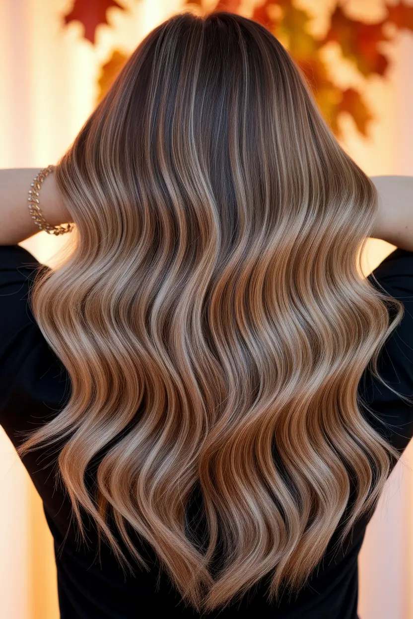 summer hair color ideas for brunettes 2025 caramel accents Seamless Ombre Balayage for Effortless Waves