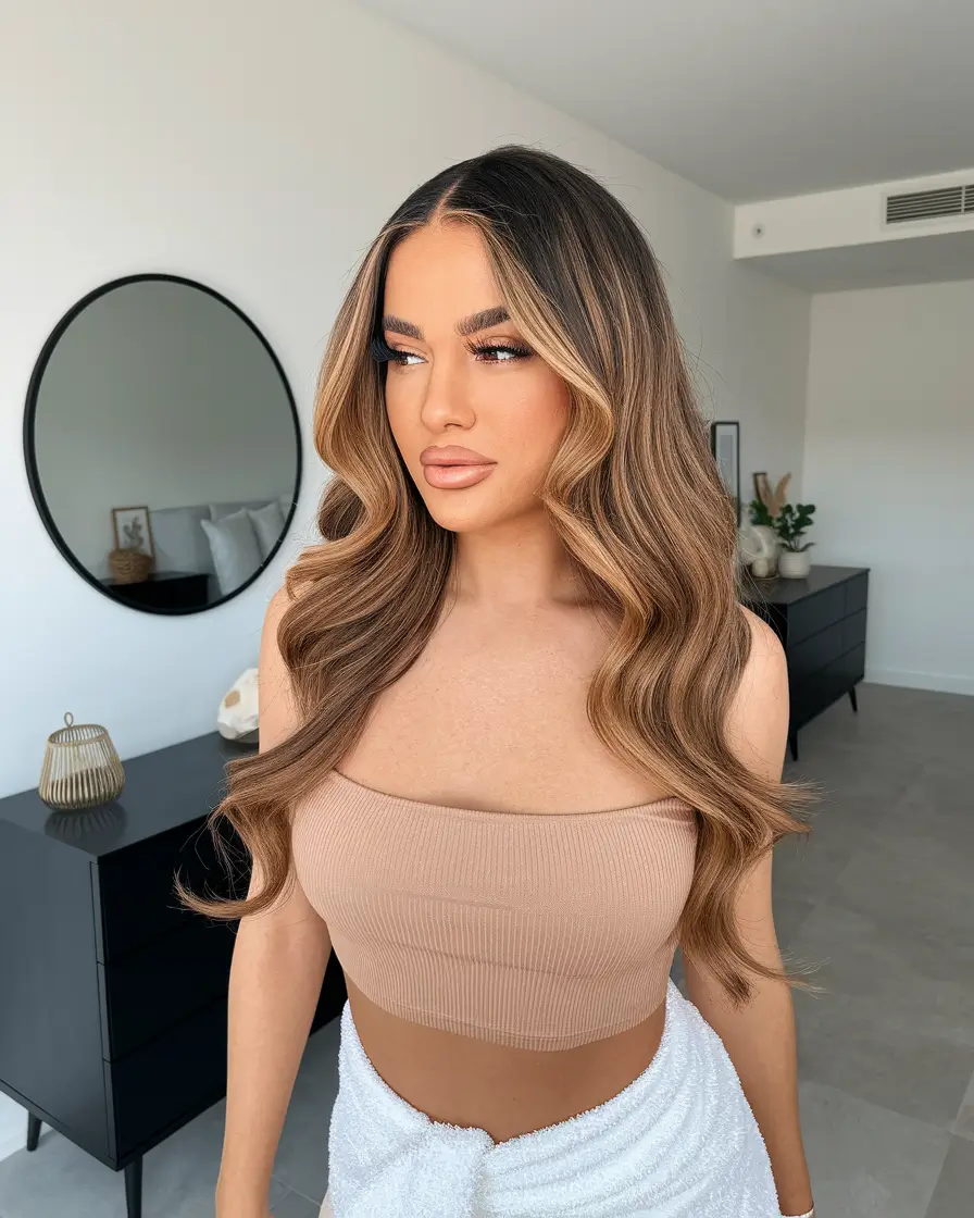 summer hair color ideas for brunettes 2025 caramel accents Classic Caramel Balayage with Face-Framing Highlights