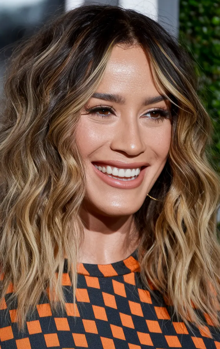 summer hair color ideas for brunettes 2025 caramel accents Edgy Beach Blonde Waves with Bold Dimension