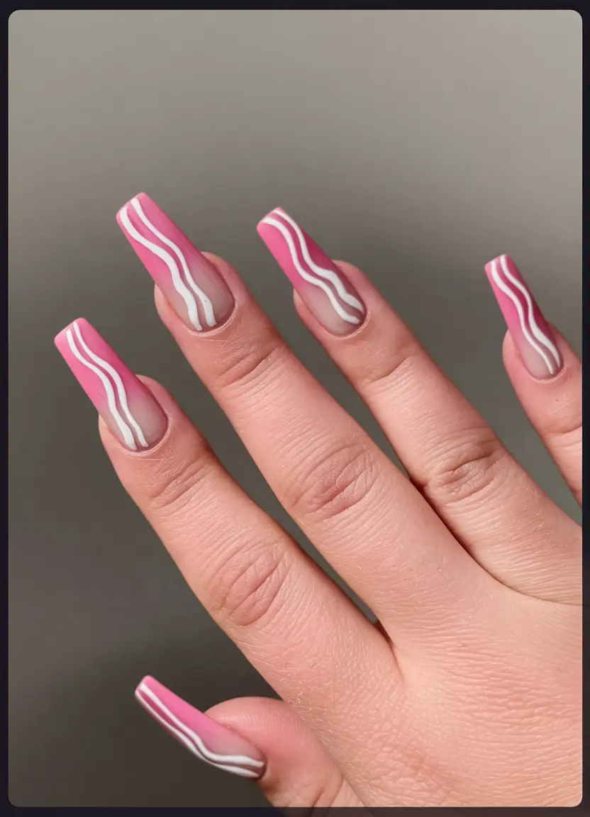 acrylic summer nails 2025 Retro Pink Waves for Nostalgic Vibes