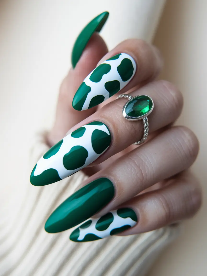 basic summer nails ideas Emerald Camo Chic with a Matte Finish