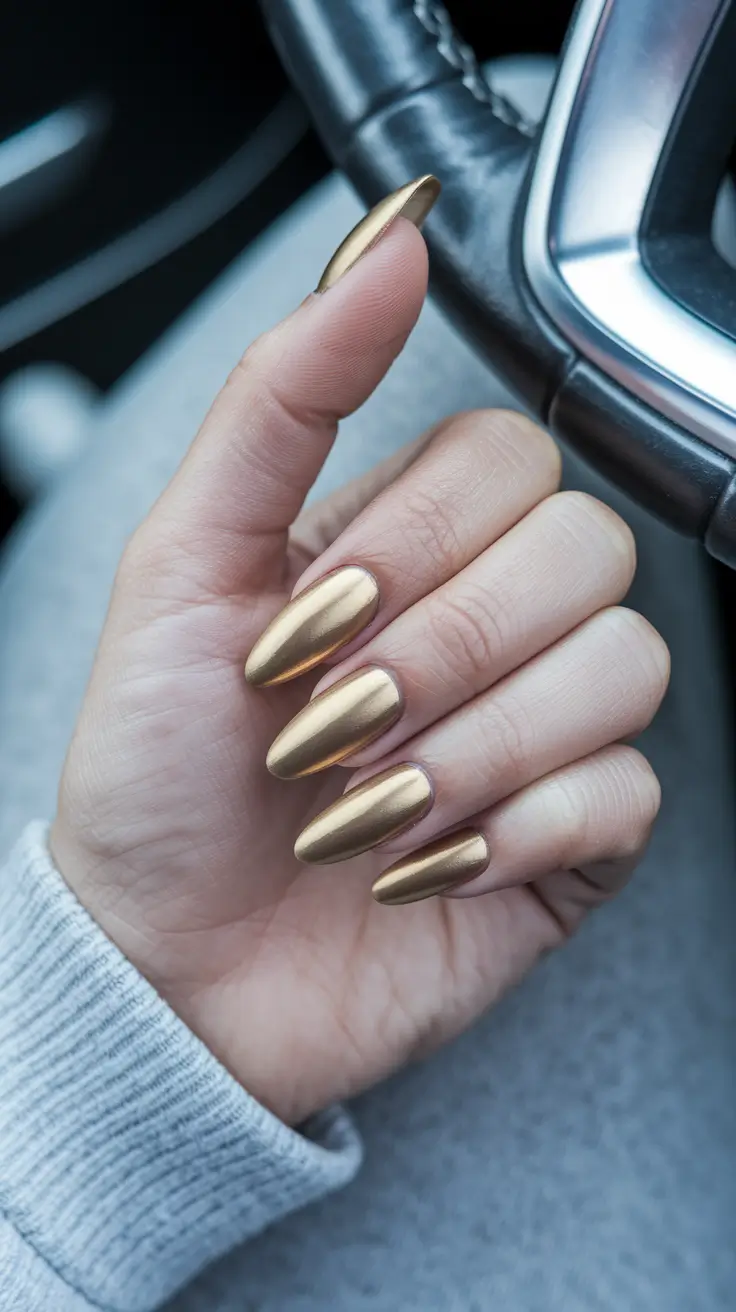 basic summer nails ideas Gold Chrome Luxe for Everyday Glam