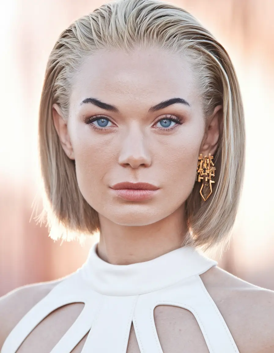 bob hairstyles summer 2025 Wet-Look Blonde Bob