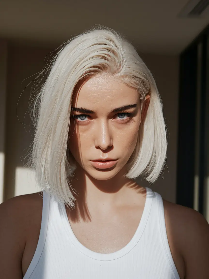 blonde bob hairstyles summer Icy Blonde Bob with Edgy Texture