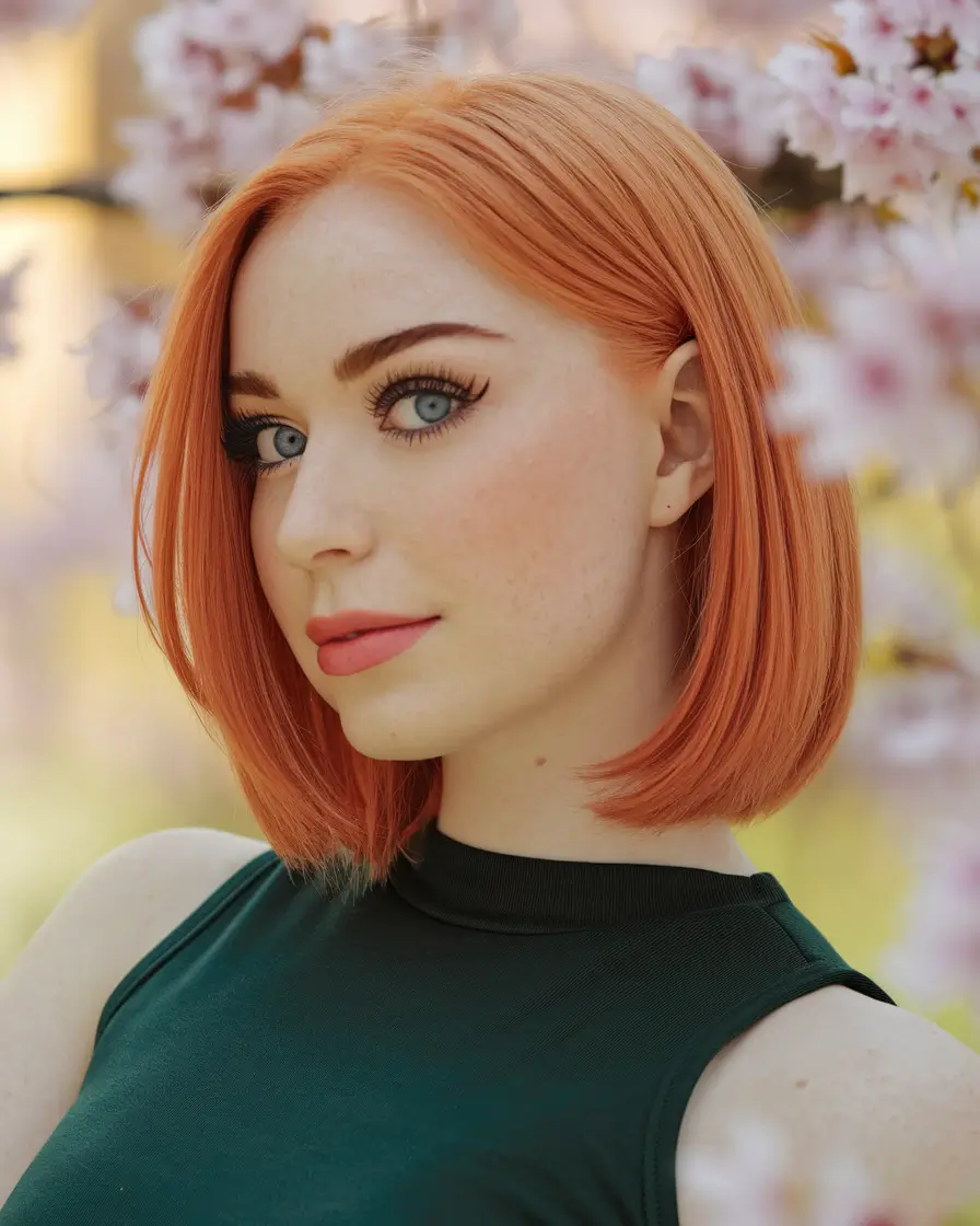summer bob hairstyles fine hair Vibrant Copper Bob with Soft Layers