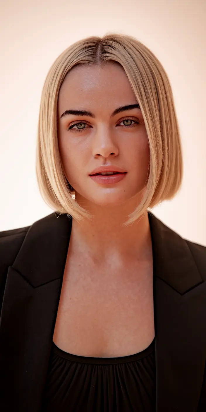 bob hairstyles summer 2025 Soft Blonde Bob with Middle Part