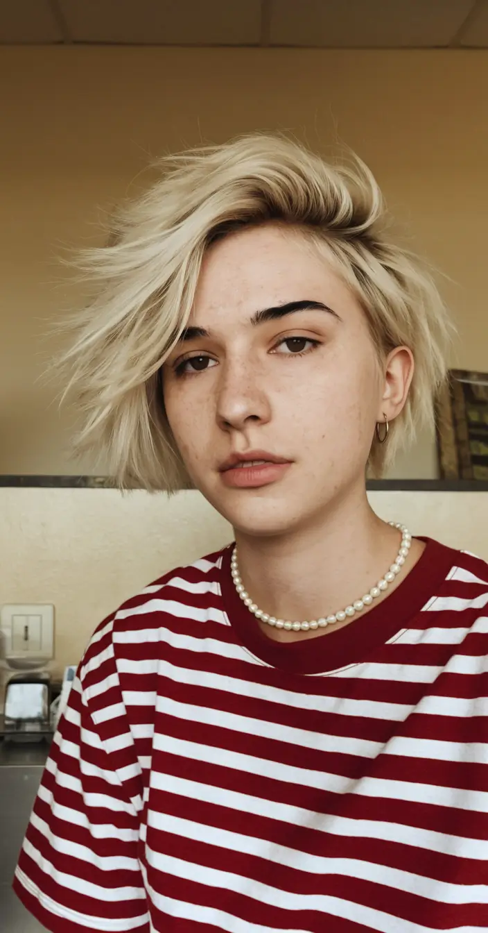 cute hairstyles summer short hair Edgy Platinum Pixie