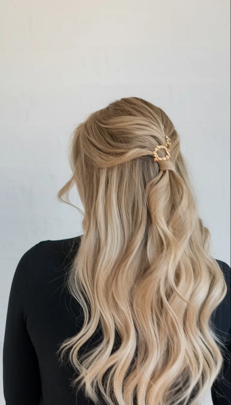 cute hairstyles summer long hair Glamorous Half-Up Waves