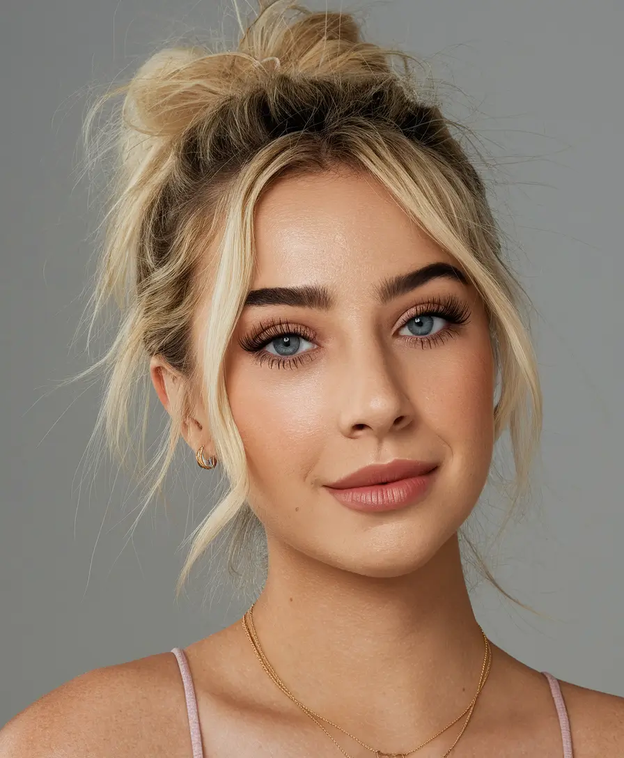 cute hairstyles summer bun Messy Top Bun