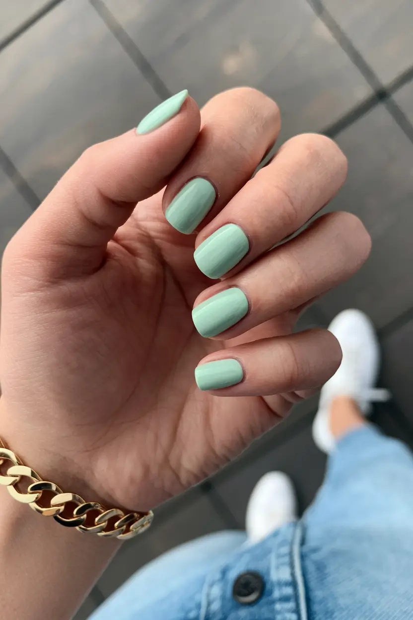 cute summer nails ideas 2025 Soft Mint Simplicity