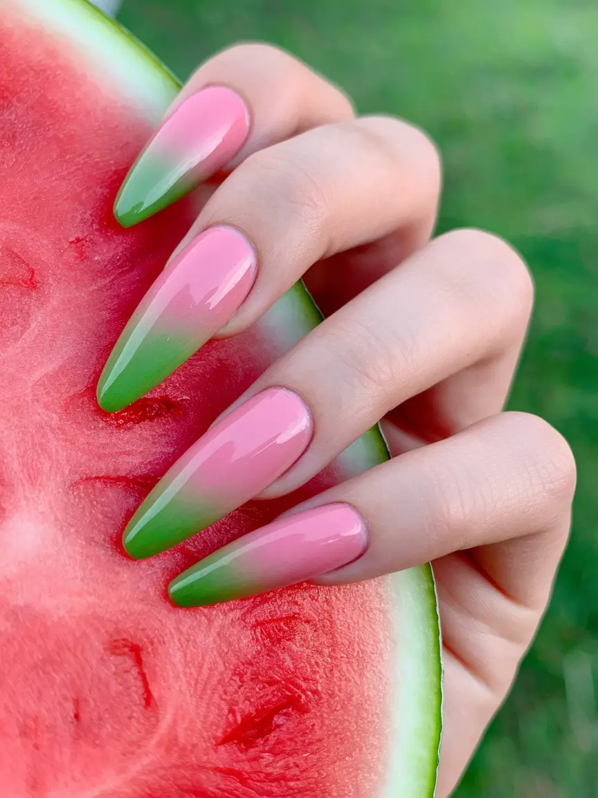 cute summer nails ideas 2025 Watermelon Sugar Nails
