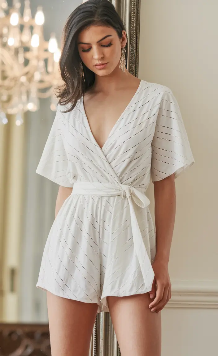 cute summer outfit inspo shein Effortless Wrap Romper Chic