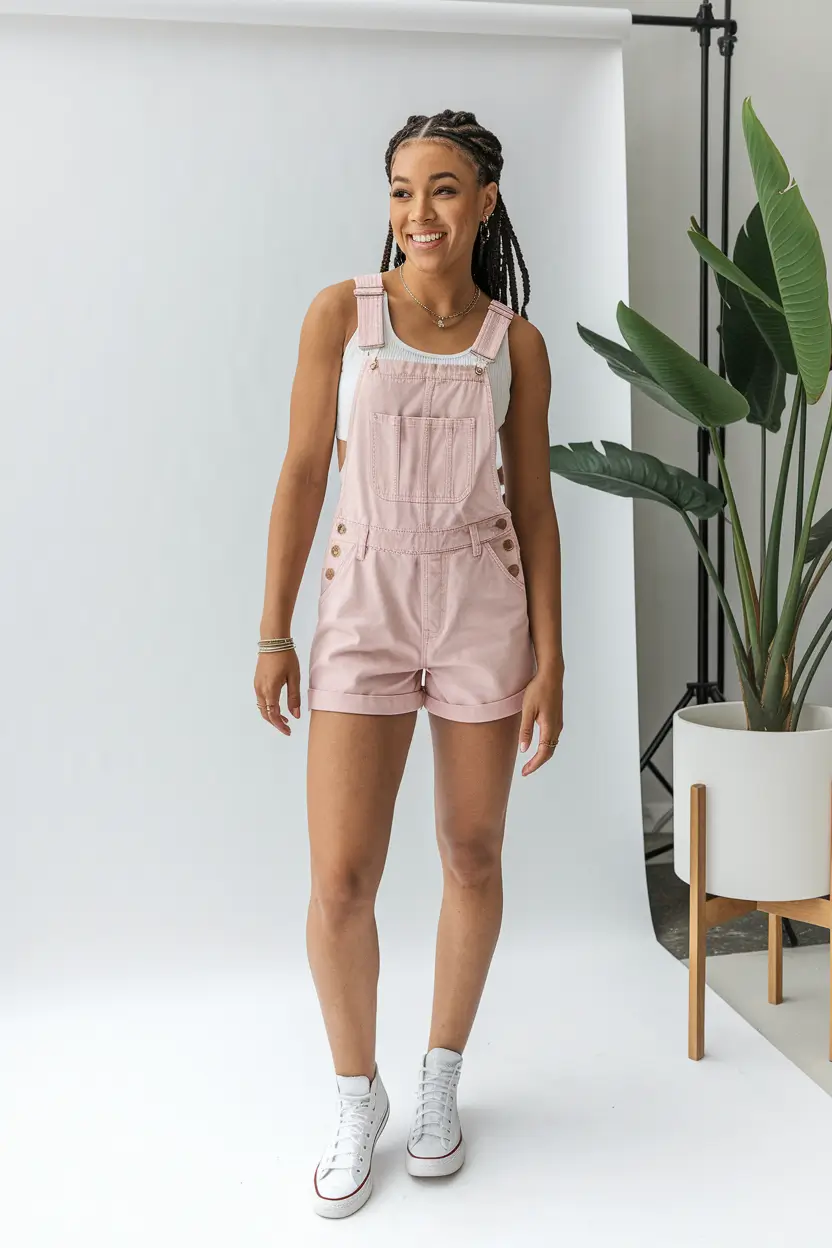 cute summer outfit inspo shorts Bubblegum Utility in Shortalls