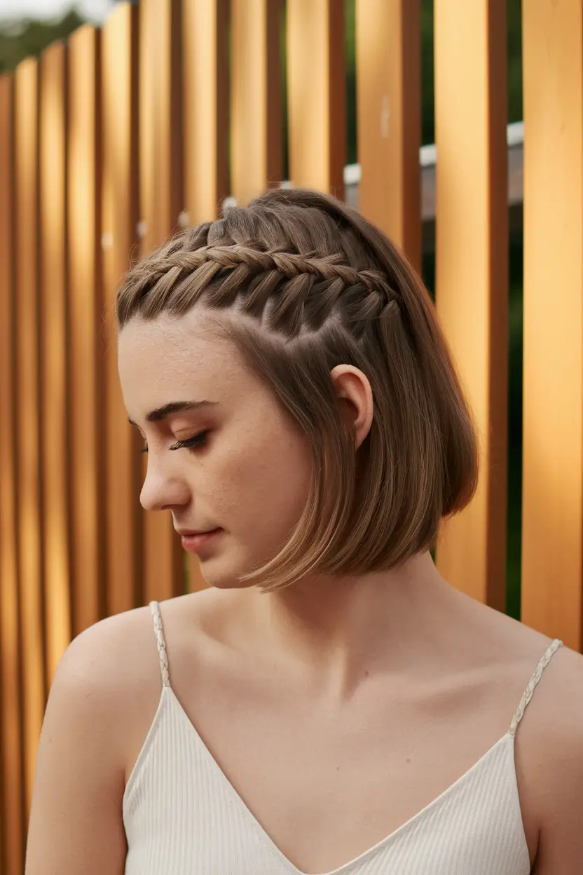 easy summer hairstyles French Braid Accent on a Short Bob