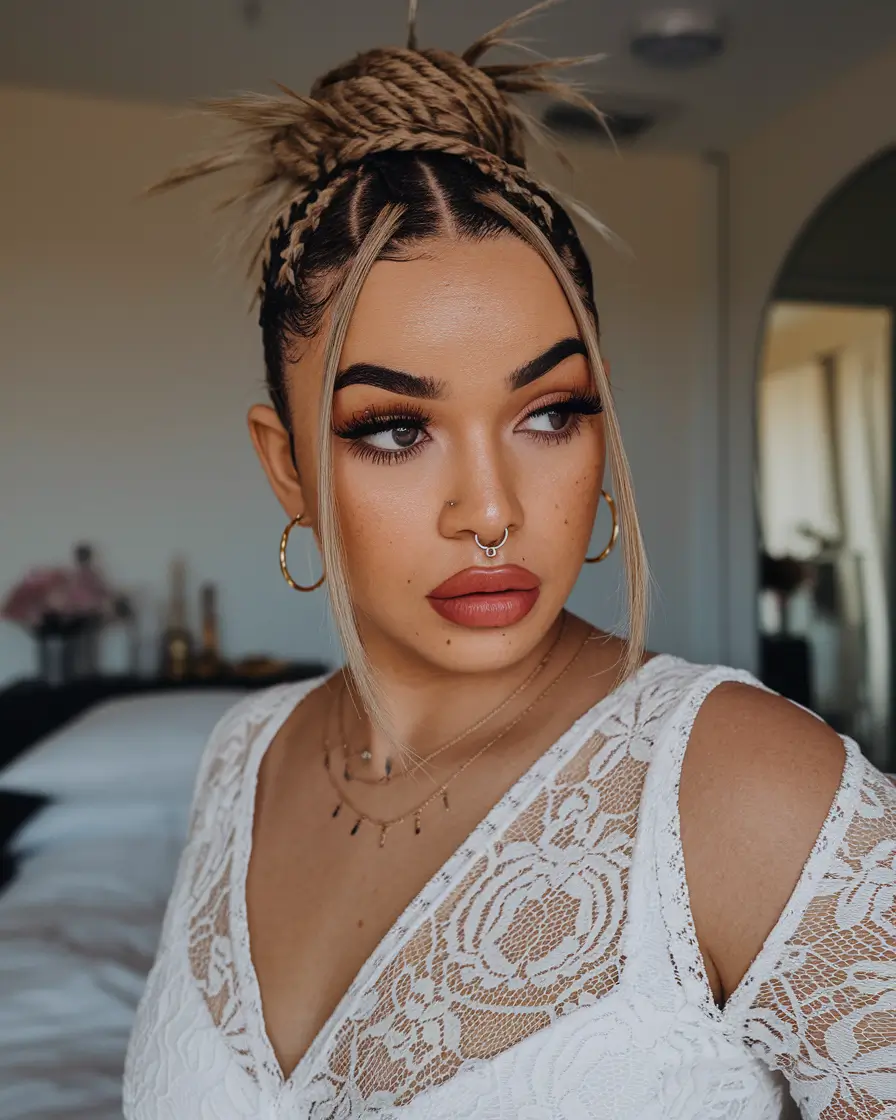easy summer hairstyles Textured Braided Bun with Tendrils