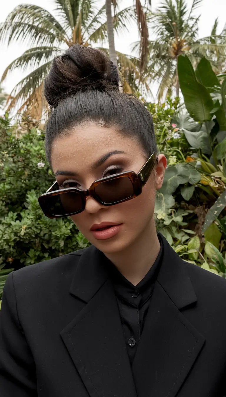 easy summer hairstyles Sleek Bun with Attitude