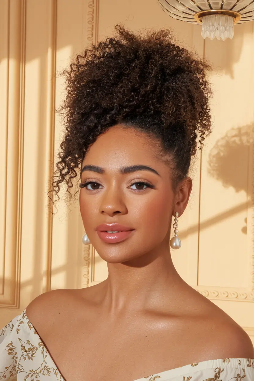 easy summer hairstyles Curly Puff for Instant Summer Radiance
