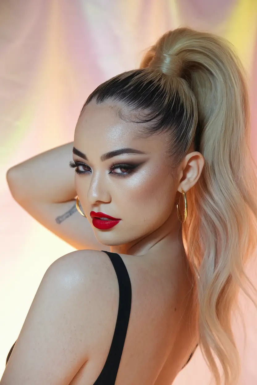 Effortless Summer Hairstyles High Glam Ponytail with Sleek Baby Hairs