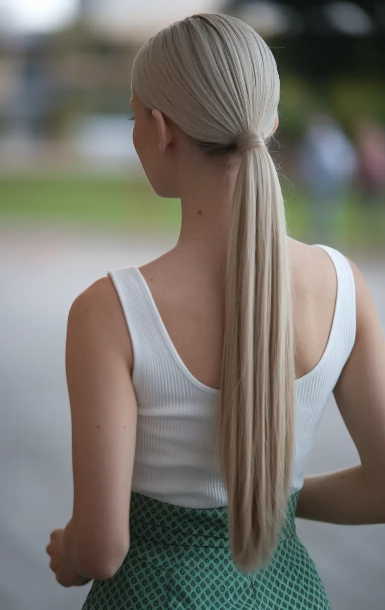 Effortless Summer Hairstyles Low Sleek Ponytail Wrapped with Hair