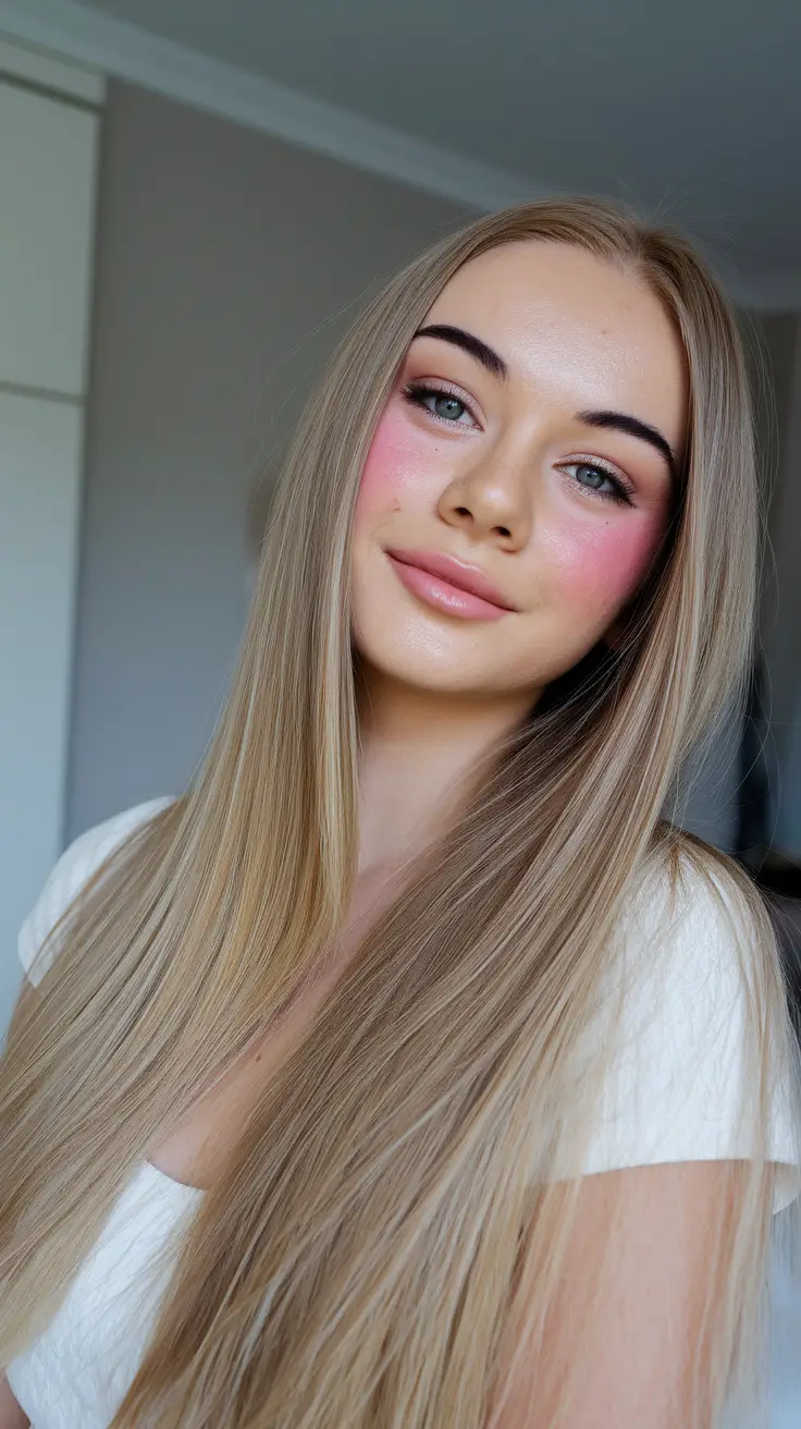 Effortless Summer Hairstyles Pin-Straight Platinum with Glossy Finish