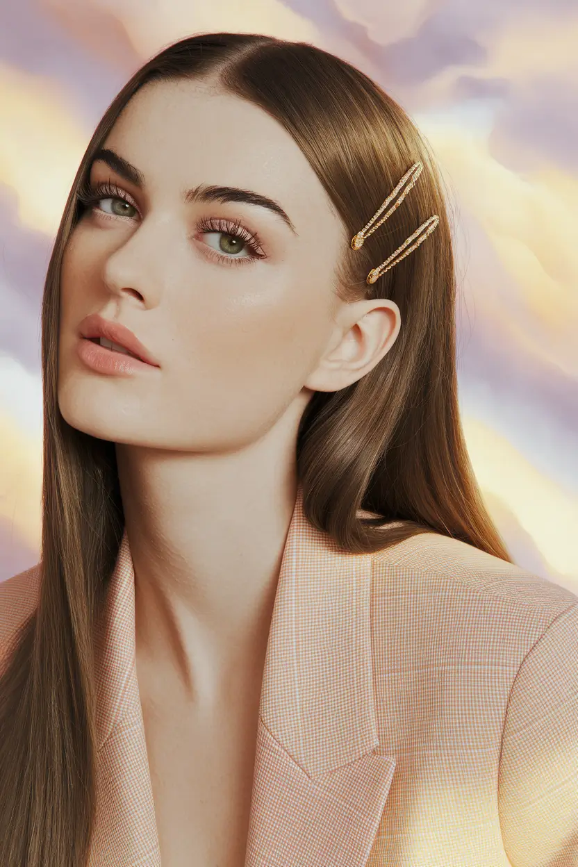 summer simple hairstyles Sleek School-Girl Pins with Power Suit Energy