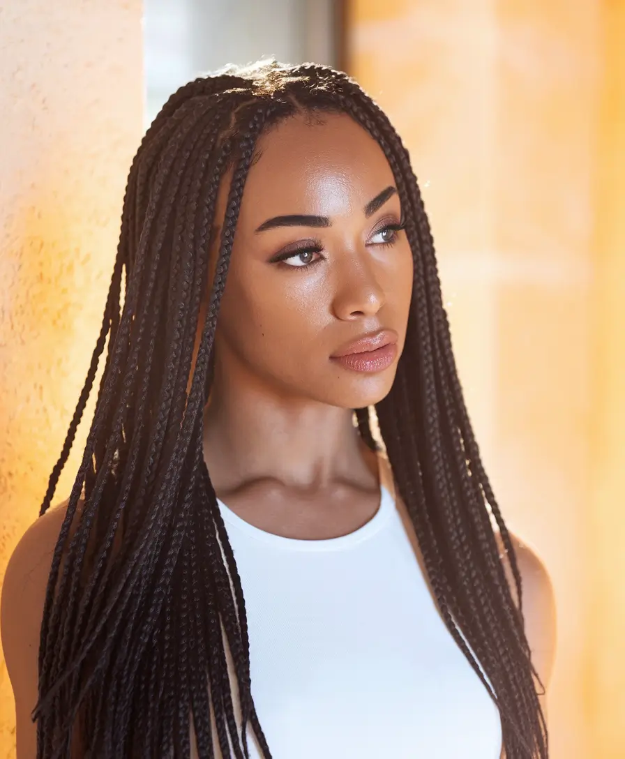 summer simple hairstyles Classic Box Braids, Summer Glow