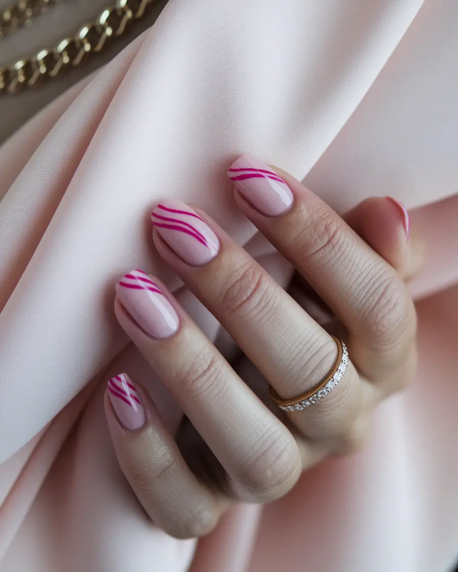 gel summer nails ideas 2025 Minimal Pink with a Twist