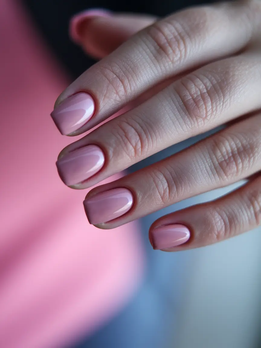 gel summer nails ideas 2025 Classic Mauve with High Gloss