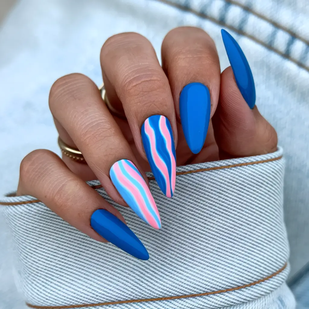 hot summer nails blue pink almond designs 2025 colors 2025 art