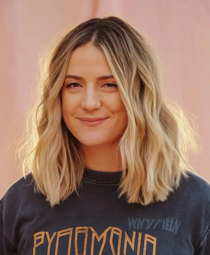 july hairstyles ideas 2025 Textured Blonde Lob for Everyday Vibes