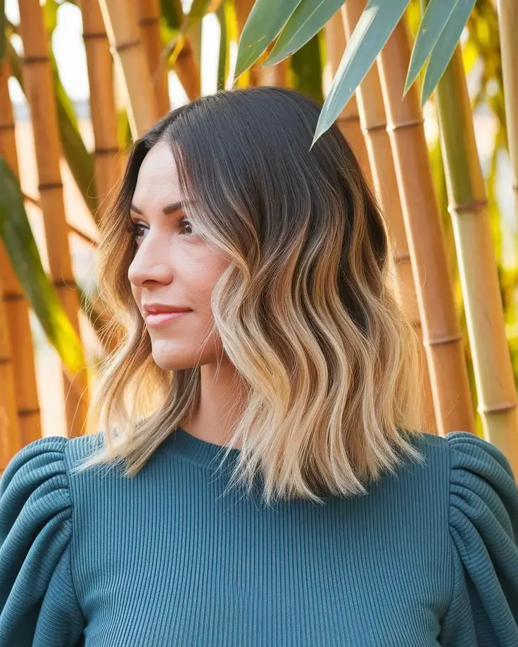 july hairstyles ideas 2025 Golden Ombre with Structured Waves