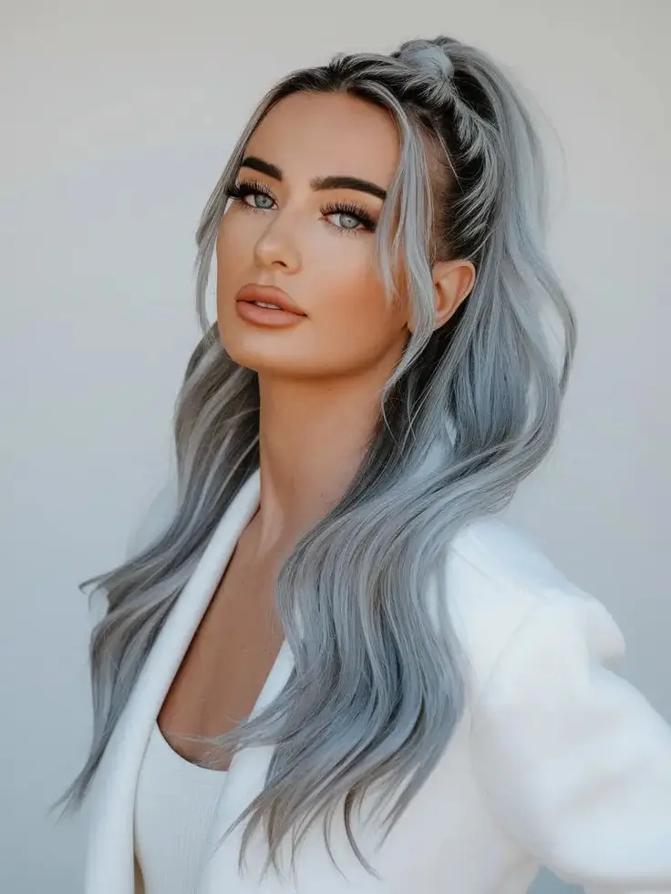 july hairstyles ideas 2025 Platinum Ponytail with Braided Crown