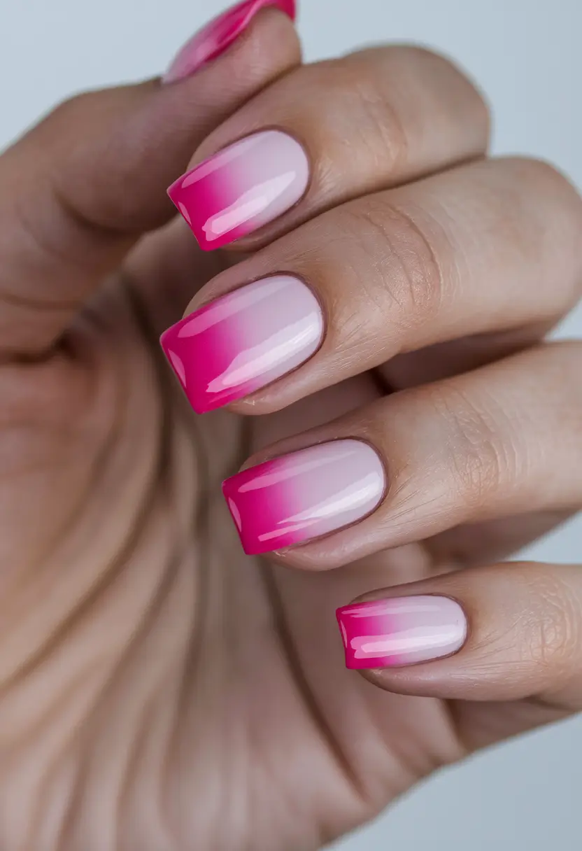 july nails colors 2025 Pink Ombre French Tips
