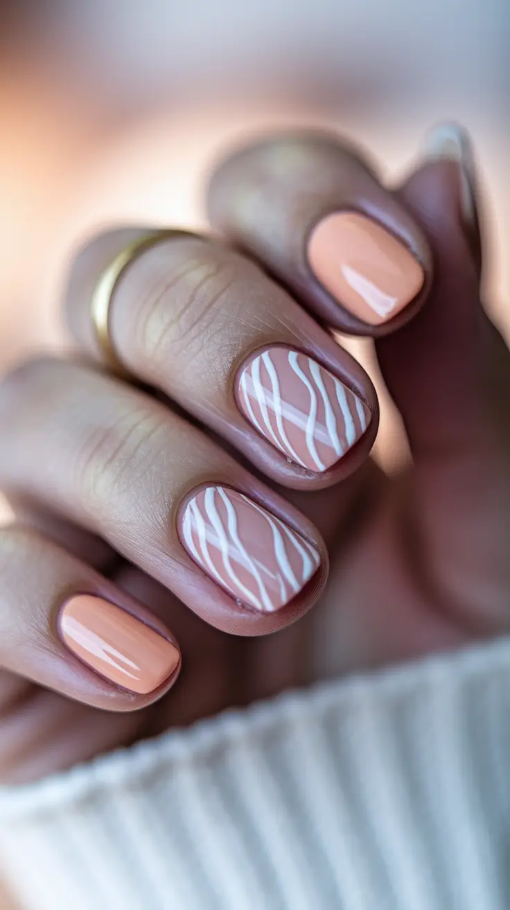 june nail art ideas 2025 Soft Peach Waves