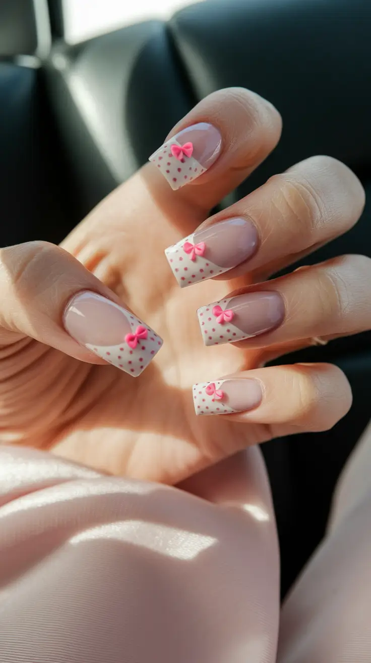 june nail art ideas 2025 Polka Dots and Bows