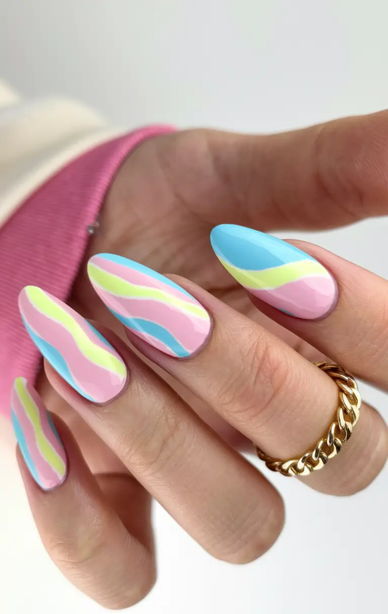 june nail art ideas 2025 Whimsical Waves