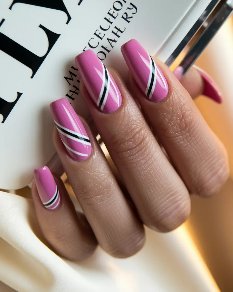 june nail art ideas 2025 Bold Stripes