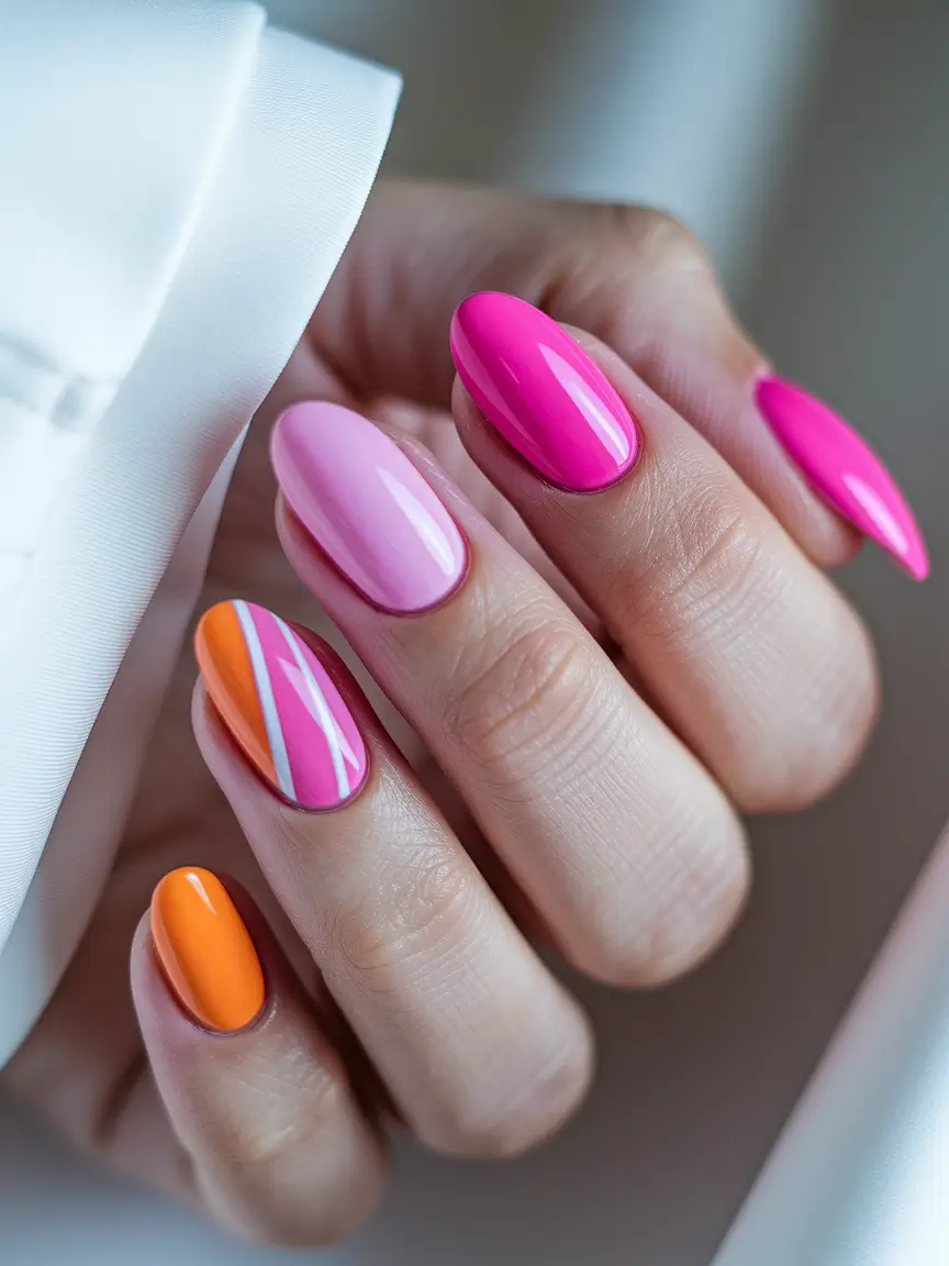 june nails color ideas Vibrant Neon Ombre