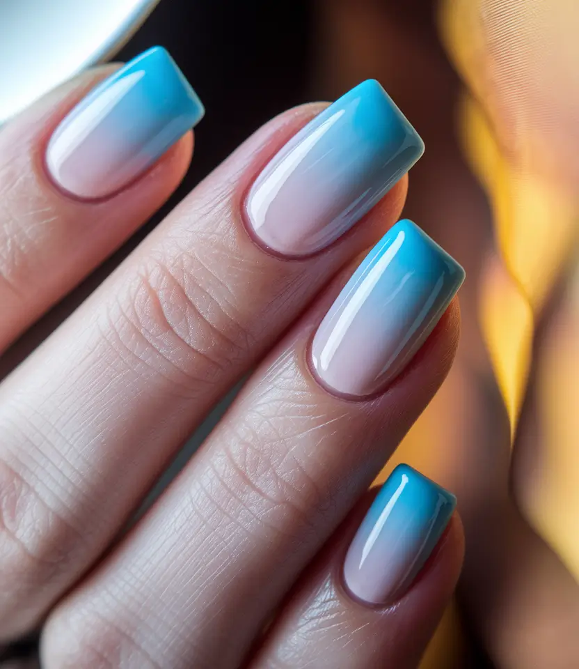 june nails color ideas Soft Blue Fade