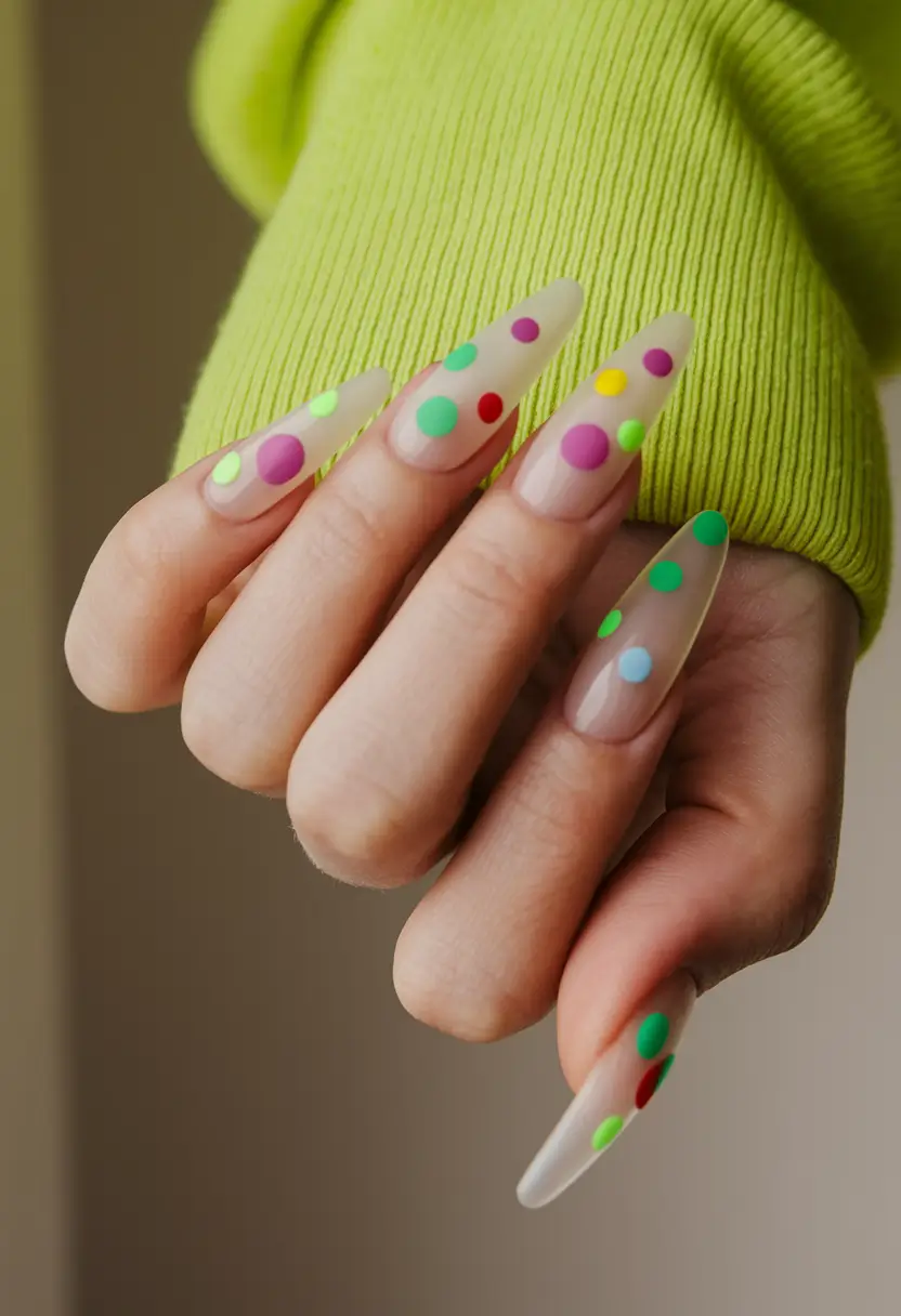 june nails color ideas Matte Confetti Dots